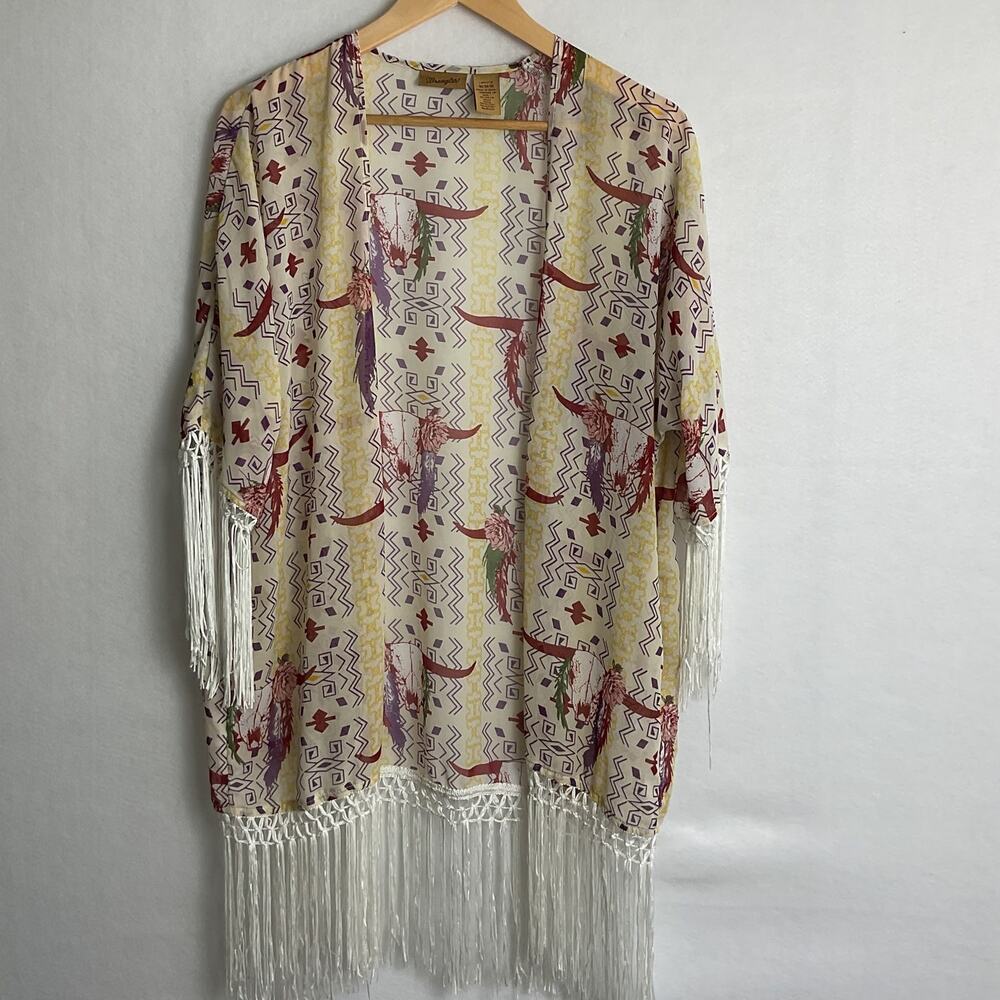 Wrangler Country Western Fringed Kimono Cover Womens M